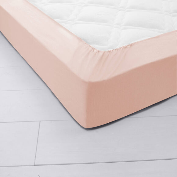 Drap-housse uni jersey bonnets 26 cm (rose poudré)