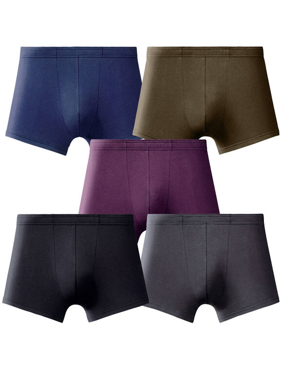 Boxer uni ceinture &eacute;lastiqu&eacute;e recouverte - lot de 5 (kaki + violet + bleu)