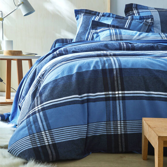 Linge de lit Scott - flanelle tiss&eacute; teint 160 g/m&sup2; (bleu)
