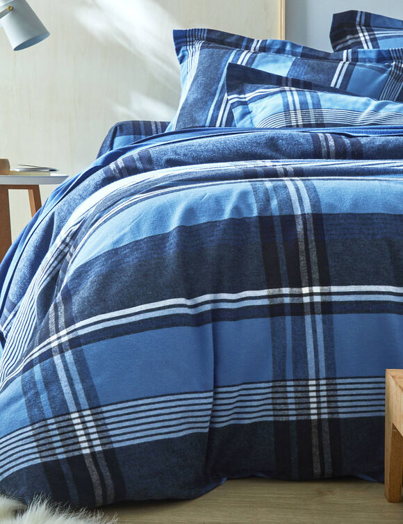 Linge de lit Scott - flanelle tiss&eacute; teint 160 g/m&sup2; (bleu)
