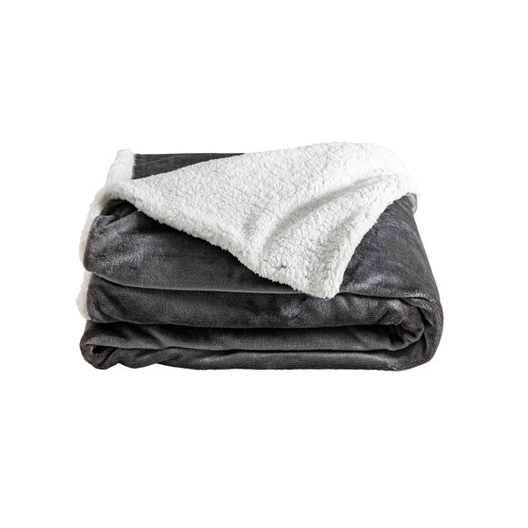 Couverture double face polaire et sherpa (anthracite)