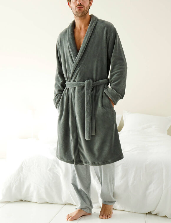 Robe de chambre toucher peluche (anthracite)
