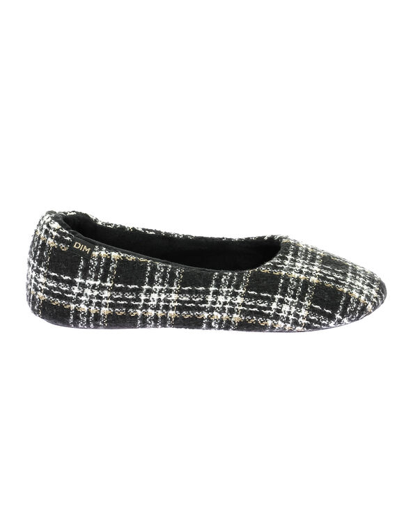 Pantoufles ballerines carreaux (zwart)