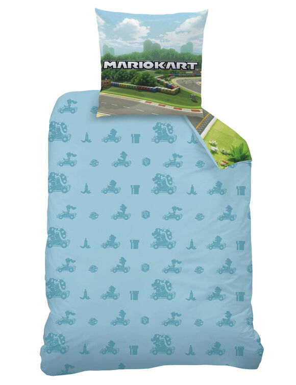 Parure de lit Mario Kart® coton (bleu / vert)