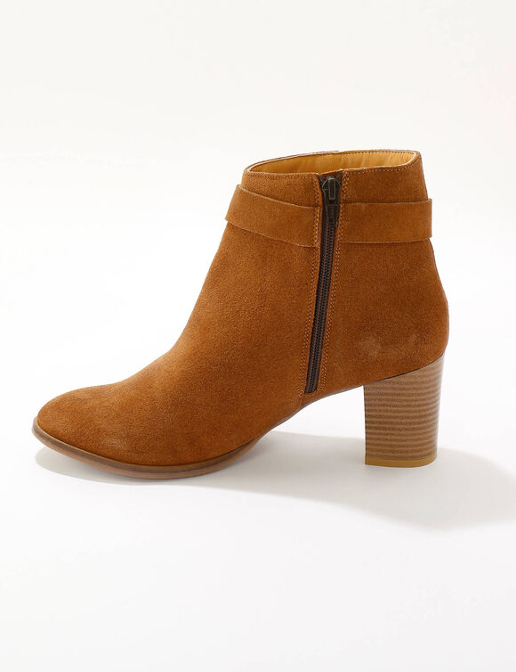 Boots à talon, cuir suédé (caramel)