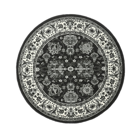 Rond tapijt met Perzisch motief (antracietgrijs)