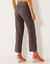 Pantalon coupe droite 7/8ème taille élastiquée, lin coton (marron glacé)