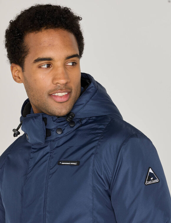 Ondoorlatende parka met fleecevoering en kap (marine)