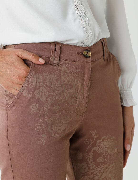 Pantalon imprimé cachemire (taupe)