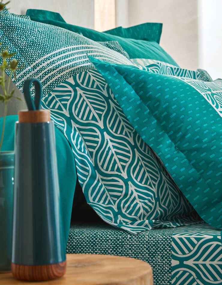Bedlinnen Tommy in katoen met geometrische print (cederhout)