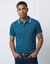 Polo uni maille piqu&eacute;e manches courtes (bleu canard)
