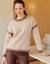Pull loose bicolore, col rond (beige / chocolat)