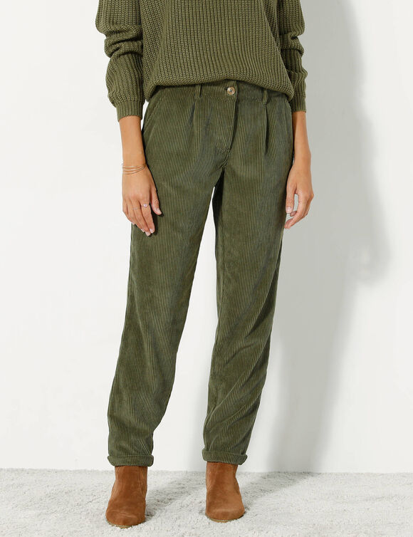 Pantalon 7/8ème, velours (kaki)