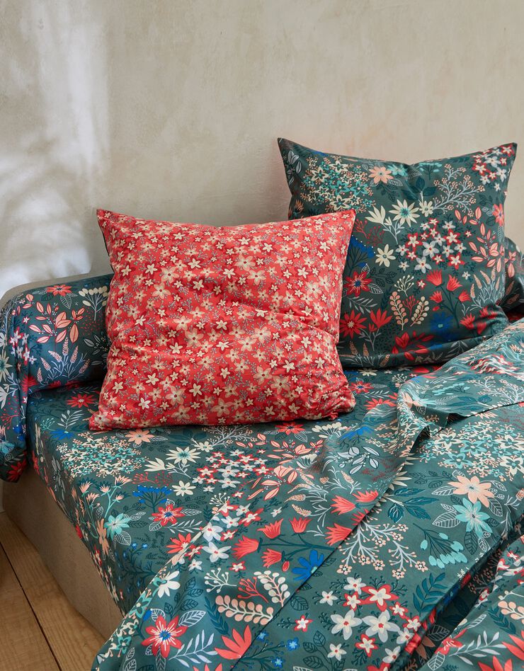 Bedlinnen Flore in katoen met bloemenprint (eucalyptus)
