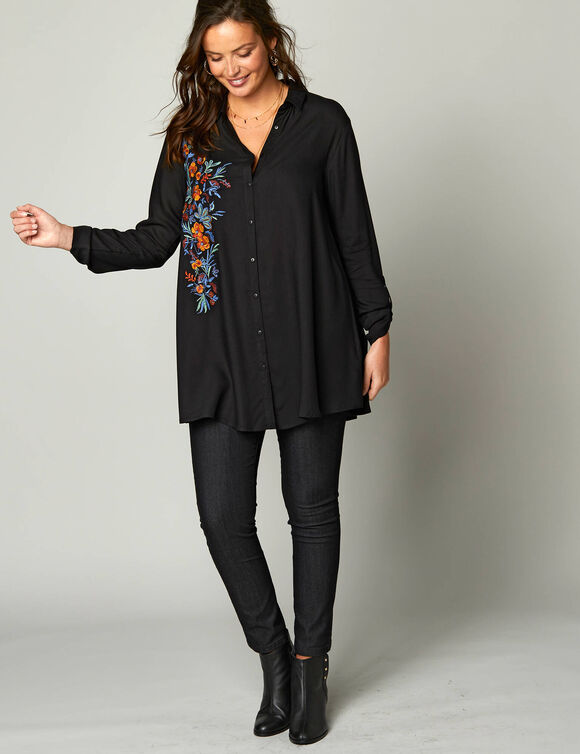 Jegging in denim met elastische taille, grote lengte (black)