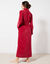 Fleece-badjas met pluche-achtige textuur en lange mouwen, lengte 130 cm (kersenrood)