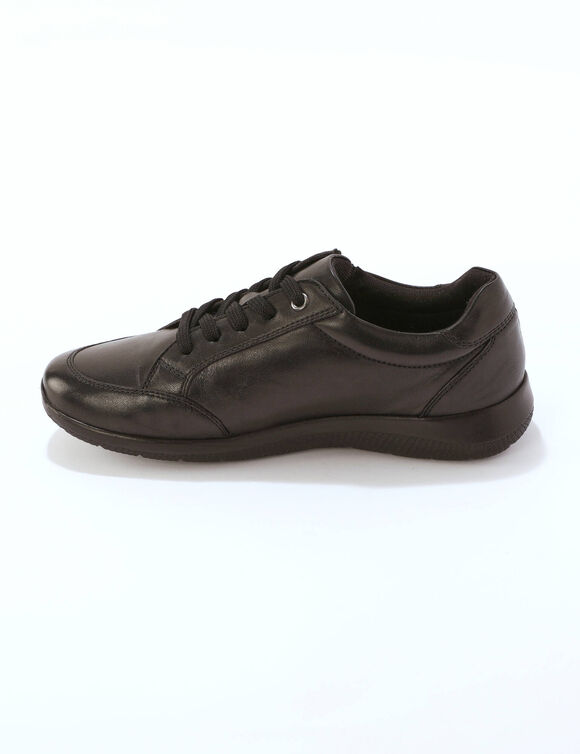 Leren sneakers met rits en veters (zwart)