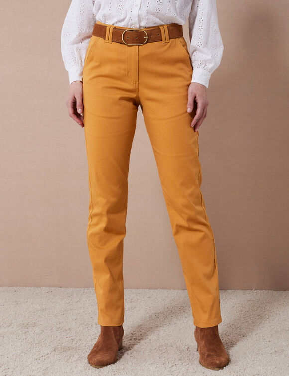Pantalon chino stretch (curry)