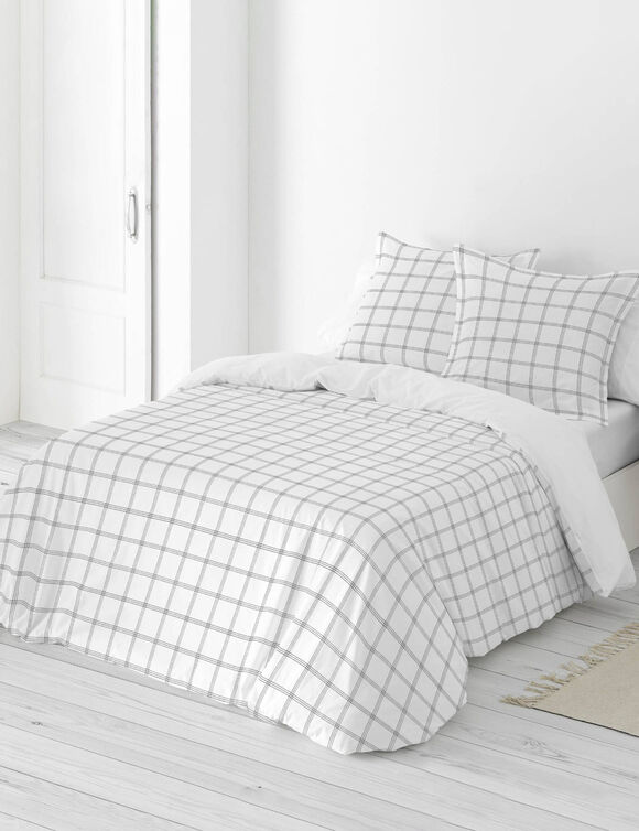 Bedlinnen Emile in katoen met ruitenprint (wit)