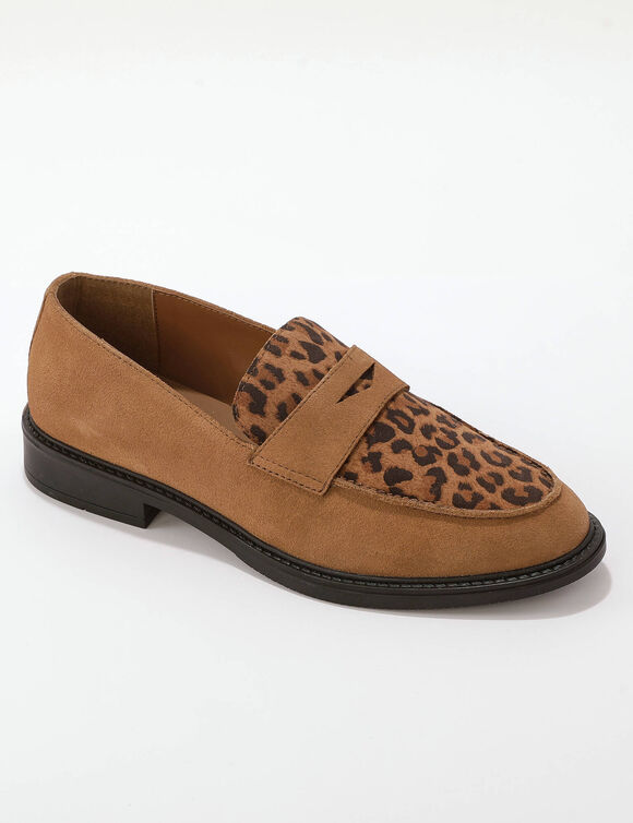 Loafers met luipaardmotief (bruin)