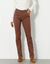 Rechte broek met elastische taille (chocolade)