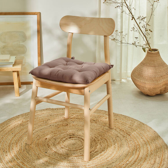 Stoelkussentje in effen katoenen zeildoekstof - set van 2 (taupe)