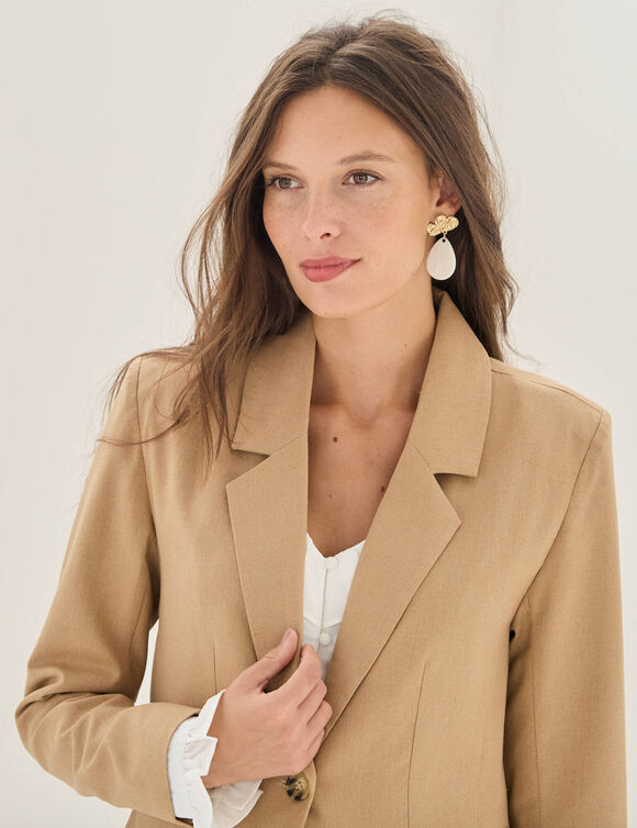 Veste blazer, viscose-lin (beige)