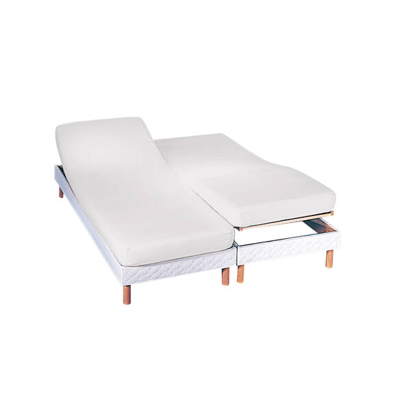 Effen hoeslaken in polyester-katoen voor gelede bedbodems, hoeken van 26 cm (wit)