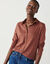 T-shirt boutonn&eacute; manches longues, col polo (chocolat)