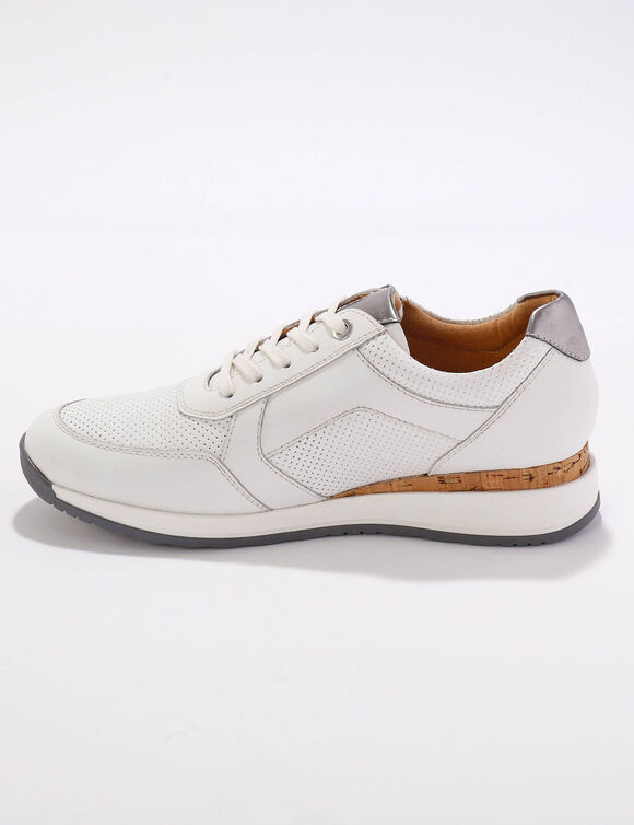 Baskets zipp&eacute;es en cuir souple &agrave; semelle bimati&egrave;re (blanc)