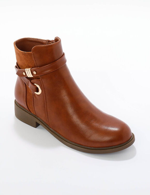 Boots met rits, riempjes en fantasiegespen (karamel)