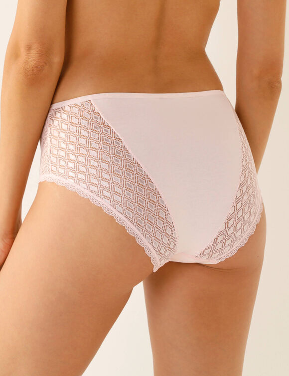 Coria effen katoenen slip met kant &ndash; set van 2 (poeder)