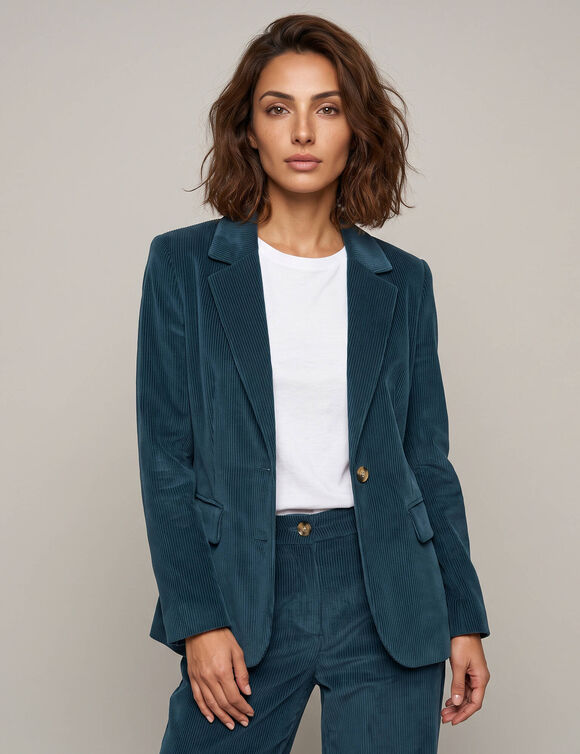 Fluweelige blazer (donkerblauw)