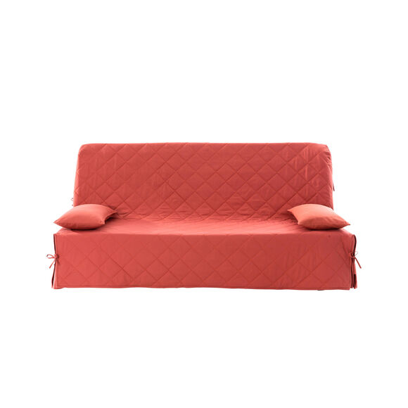 Housse clic-clac standard matelassée coton bachette uni (terracotta)