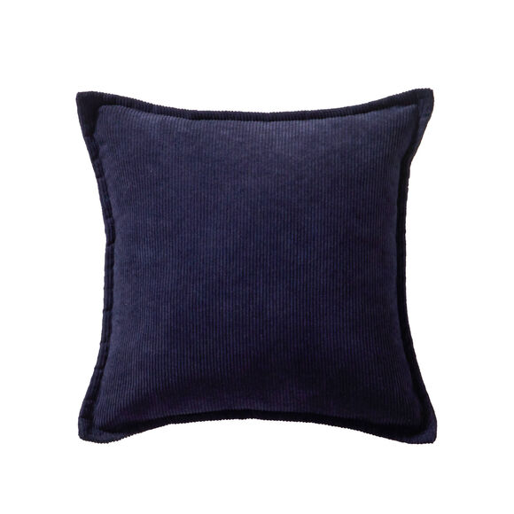Coussin uni velours c&ocirc;tel&eacute; (marine)