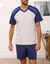 Driekleurige shortama - set van 2 (blauw + grijs)