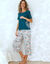 7/8-pyjamabroek met Ikat-print (zandkleur / blauw)
