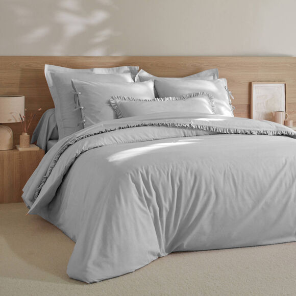 Linge de lit uni - percale de coton 72 fils/cm&sup2; (gris perle)