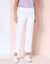 Pantalon coupe droite 7/8ème taille élastiquée, lin coton (blanc)