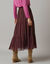 Jupe longue volume jupon, voile imprimé (chocolat / violine) Jupe longue volume jupon, voile imprimé (chocolat / violine)