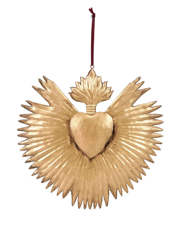 Wanddecoratie ex voto, goudkleurig metaal (goudkleurig)