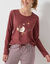 Pyjama met 'eenden' print en vichy in katoen-flanel + bijpassende scrunchy (chocolade / ecru)