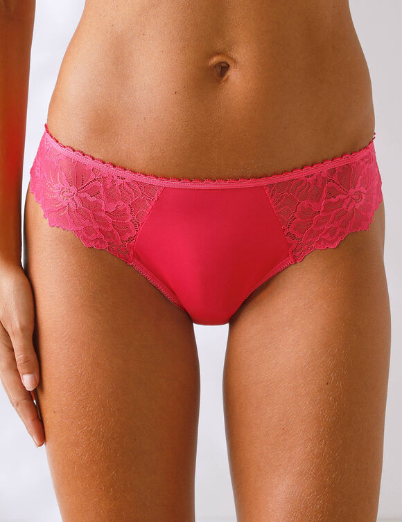 Culotte forme midi microfibre et dentelle stretch - lot de 2 (fuchsia + ivoire)