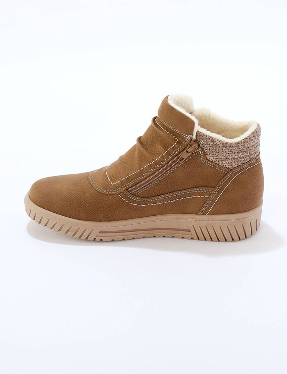 Baskets montantes avec col tricot. (taupe)