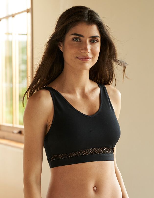 Brassière coton et dentelle (noir)