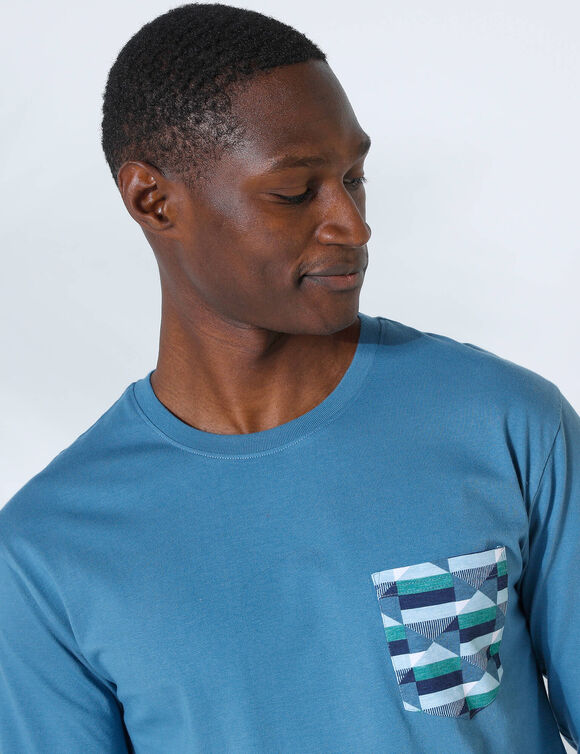 Pyjama-T-shirt met lange mouwen, blauw (blauw)