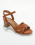 Sandalen in splitleer met hak, LWG-gecertificeerd (karamel)