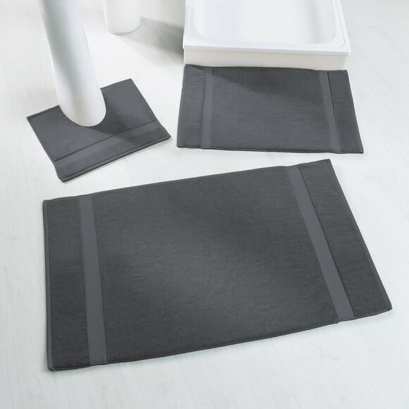 Badmatje van badstof met sierrand en premium comfort (CARBONGRIJS)