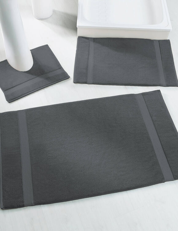 Badmatje van badstof met sierrand en premium comfort (CARBONGRIJS)