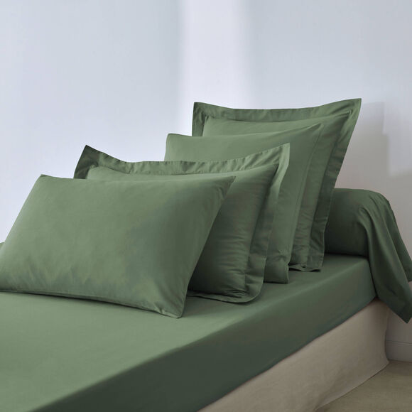 Drap-housse uni coton bonnet 32 cm (eucalyptus)